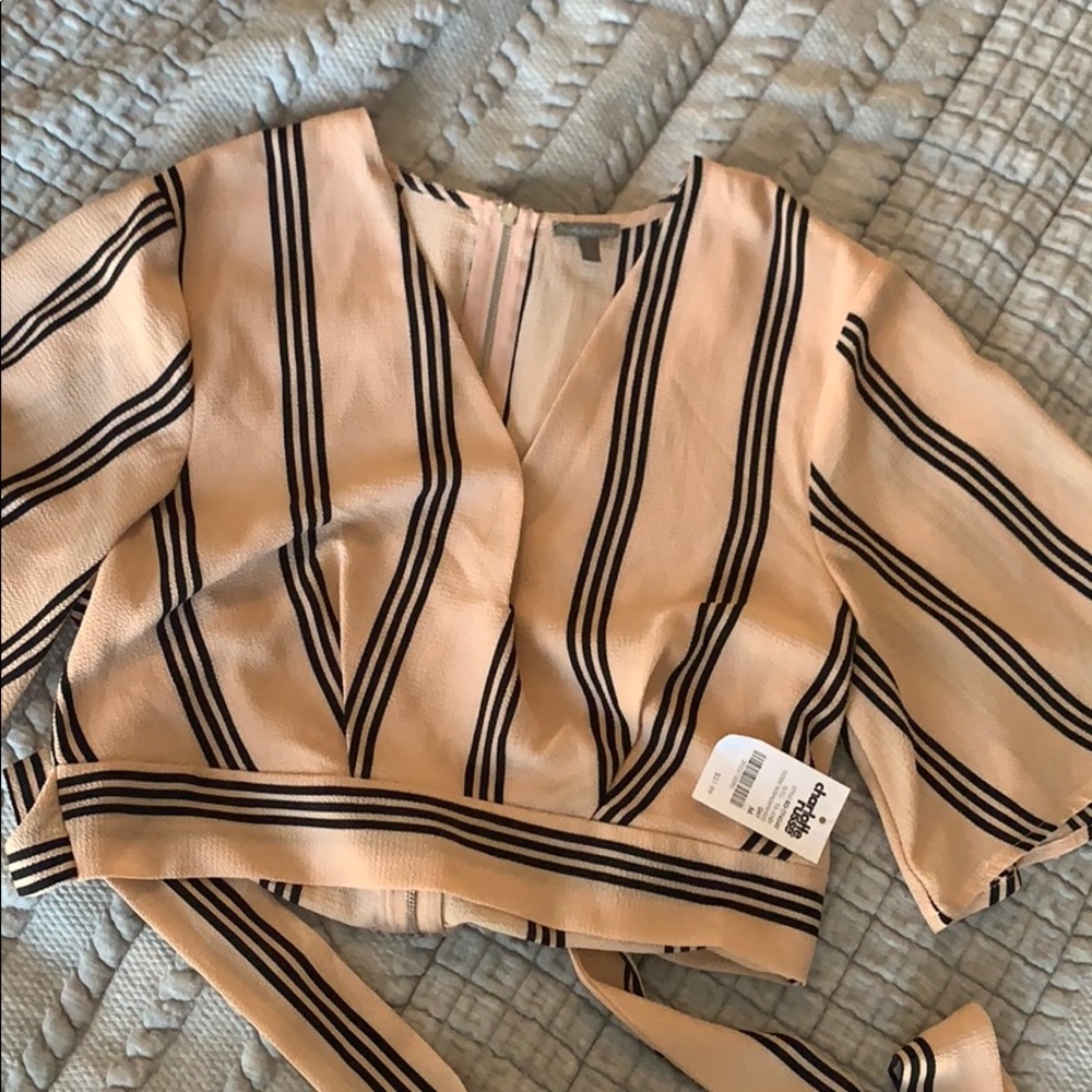 NWT - pink and black striped crop top!